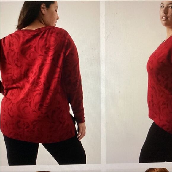 NWT Athleta S top floral red, black fleece lined - Picture 9 of 10